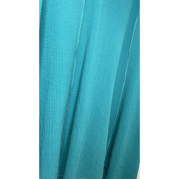 Ali Miles Tunic Top Womens XL Textured Asymmetric Cowl Neck Pullover Blue Teal - Picture 4 of 8
